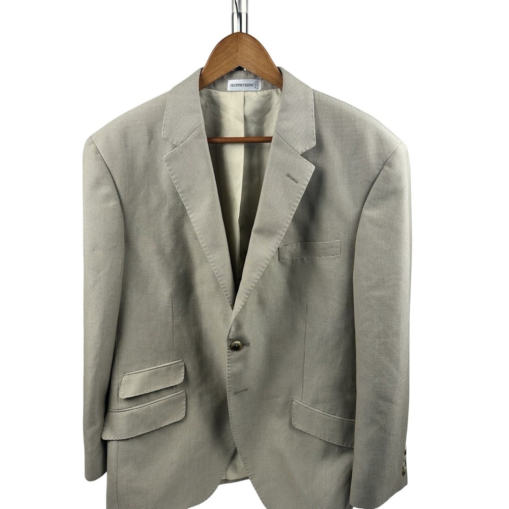 Geoffrey Beene Mens 43R Blazer Sport Coat Tan Two Button G659 43 Regular